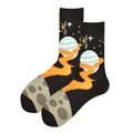 Detailed knit texture of galaxy print cotton crew socks with space star patterns - 39-46 / 3648C/Planet Starlight