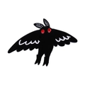 Mothman-Emaille-Anstecknadel mit schwarzen Flügeln und roten Augen für Halloween - Gestreckte Flügel Fliegend Stil (xz8421)