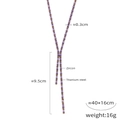 Collier en Y en acier titane doré avec pendentif en zircon rectangulaire violet - Or avec zircon violet