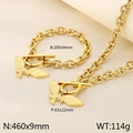 Conjunto de joyas de titanio dorado con collar de ala y pulsera con cierre OT - Pulsera - Estilo Águila (KS194078-Z) / Dorado