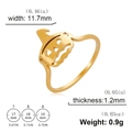 Detalle macro del anillo de acero calabaza con medidas y especificaciones - US 7 / Dorado