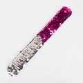 Detailed view of kids sequin slap bracelet with pink and silver reversible sequins - Rose Red-Silver