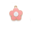 Pink and white enamel flower charm with golden metal edges and hanging loop - Deep Pink