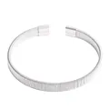 Silver woven titanium steel open bangle with vertical textured spring design - Spring Pattern 3 / Steel
