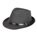 Chapeau fedora classique en papier tressé noir pour homme avec ruban en cuir et boucle - Taille Unique Adulte (58cm) / Noir