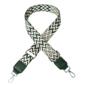 38mm ethnic style adjustable bag strap with green and beige geometric woven patterns - Wave Style 2 Green Top Grain Leather