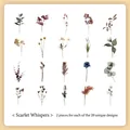 Vintage floral PET stickers pack with 20 botanical designs for journaling and scrapbooking - Crimson Wave-40PCS
