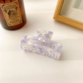 Rectangular translucent hair claw clip with purple marble pattern on a clean white desk - 7.4cm / Fresh Purple