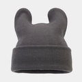 Detailed view of dark grey knitted beanie featuring cute cat ear design and fine texture - M (56-58cm) / Dark Gray