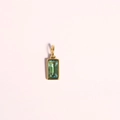 Golden stainless steel rectangle pendant featuring a vibrant green cubic zirconia stone - March (Gold)