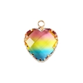 Colgante de corazón de cristal facetado arcoíris con engaste de metal dorado - Estilo 3-Color del Arco Iris