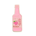 Detailed close-up of a pink peach soju bottle enamel pin made of zinc alloy and paint - Pink Peach Soju Bottle (XZ7127)