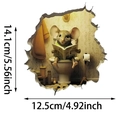 3D cartoon mouse reading newspaper on toilet wall sticker with realistic crack effect - Mouse Reading Newspaper on Toilet(UV50006T_T)