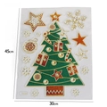 Cartoon Christmas tree window sticker with golden snowflakes and stars, 45x30cm size - Christmas Tree / 30x45cm