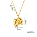 18K gold plated copper 15mm initial M pendant necklace with adjustable 45cm link chain - Letter M