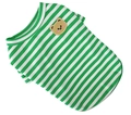 Green and white striped dog polo shirt with cute bear embroidery on the back - Green Striped T-shirt