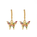 Boucles d'oreilles papillon dorées avec pierres précieuses colorées et fermoir - Coloré