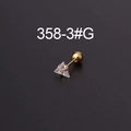 Gouden 20G roestvrijstalen oorknopje met heldere driehoekige zirkoon en schroefbolsluiting - Driehoek / 4mm / Goud