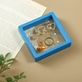 Scatola porta gioielli in pellicola PE azzurro con orecchini a cuore e anelli - Blu (scatola Di Sospensione); 9*9*2cm