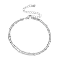 Minimalist double layer stainless steel bead chain bracelet with lobster clasp for women - Steel (KB142680-Z)
