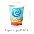 Moana themed party paper cups with blue swirl pattern 10 pieces pack for birthday decor - 10 Paper Cups - Edge-scratching Moana