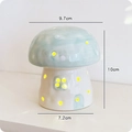 Green ceramic mushroom night light with warm glow and size dimensions of 10cm height - Blue