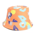 Orange tie-dye reversible bucket hat with colorful abstract artistic graffiti print - M (56-58cm) / Graffiti-Orange