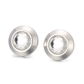 French vintage style silver round earrings with clear multifaceted crystal inlay - Silver Base White Style (KE55647-Z)