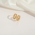 Gold-plated hoop earrings with pink rectangular zircon stones and scale geometric texture - Pink