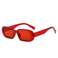 Retro small rectangle sunglasses in transparent vibrant red for a 2025 trendy look - Red Frame Red Lens