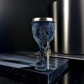 Gothic dragon and sword wine goblet with blue resin base and stainless steel liner - Blue Dragon Sword Style / 200ml / Dark Blue