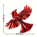 8x8 inch red cardinal suncatcher bird ornament with stained glass acrylic texture - Red Bird