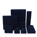 Dark blue velvet jewelry box set for rings and necklaces on white background - Single Ring Box 6.5*7*6cm / Dark Blue