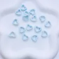 Light blue heart ceramic beads with hollow center for DIY jewelry making - Light Lake Blue