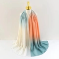 Elegant gradient chiffon scarf for women featuring white to orange and dark green tones - White to Orange and Dark Green Gradient (Style 2)