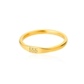 Macro view of gold stainless steel ring featuring 555 engraved angel numbers detail - US 10 / 555