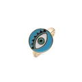 Vergoldeter Ring mit blauem Evil-Eye-Emaille-Detail und schmaler Ringschiene - Einstellbar Offen / Blau