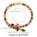 Bohemian 18K gold bracelet with colorful zircon stones and green pear-shaped drop charm - 18K Gold