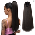Long straight drawstring ponytail hair extension in natural black shade #2 for women - Darkest Brown (2#)