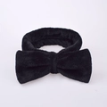 Soft black flannel wrist wash bands with cute bow knot for washing face and skincare - Black Headband 1pc