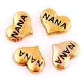 Golden heart-shaped metal charms with NANA engraving for DIY modular charm bracelets - Gold Heart-NANA