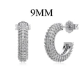 9MM S925 sterling silver hoop earrings with pavé white zircons in a polished finish - Pave Hoop Earrings(DY110301-S-W-NO#9) / 9mm / White Gold With White Zirconia
