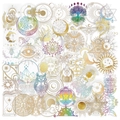 Set di 50 adesivi celesti in lamina d'oro con luna e sole per scrapbooking e laptop - Serie Mistica Celeste