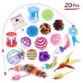 Ensemble de 20 jouets pour chat comprenant tunnel, plumeaux, souris et herbe à chat - Lot No. 66