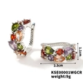 Vintage luxury earrings with colorful pear-cut gemstones and silver base variant - Silver Base Colorful Rhinestone Style (KSE00001WGCR)