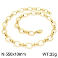 Collana a catena ovale in acciaio inossidabile dorato, misura 550x10mm e peso 33g - Oro 550x10mm(KN228743-Z)