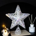 Puntale per albero di Natale a stella bianca con paillettes e base a molla in metallo - Senza Luce 25*30cm / Stella a Grandi Paillettes Bianche