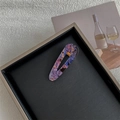 Detailed macro view of purple marble texture hair clip on elegant decorative base - Map Dark Purple Hollow Teardrop