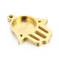 Golden Hamsa hand pendant in stainless steel with round gemstone setting and ring - Gold Color Small (KLJ4085-Z)