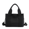 Sac fourre-tout en toile noire avec bandoulière réglable et poignées robustes - Noir